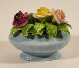 Vintage Stanley Bone China England Miniature Blue Vase Porcelain Floral Flower Bouquet