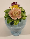 Vintage Stanley Bone China England Miniature Blue Vase Porcelain Floral Flower Bouquet