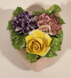 Vintage Stanley Bone China England Miniature Pink Heart Porcelain Floral Flower Bouquet