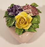 Vintage Stanley Bone China England Miniature Pink Heart Porcelain Floral Flower Bouquet