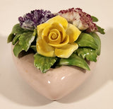 Vintage Stanley Bone China England Miniature Pink Heart Porcelain Floral Flower Bouquet