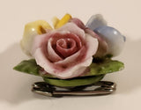 Vintage Crown Staffordshire Porcelain Floral Flower Bouquet Brooch Pin