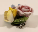 Vintage Crown Staffordshire Porcelain Floral Flower Bouquet Brooch Pin