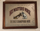 Vintage HMV His Master's Voice Nipper The Dog 15 1/2" x 20" Wood Framed Advertising Mirror