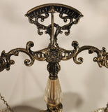 Vintage Bleikristall Ornate Cherub Themed 17 1/4" Tall Brass and 24% Leaded Crystal Glass Tray Scales of Justice Balance Scale