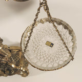 Vintage Bleikristall Ornate Cherub Themed 17 1/4" Tall Brass and 24% Leaded Crystal Glass Tray Scales of Justice Balance Scale
