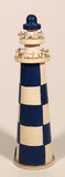 Blue and White Checkered Lighthouse 5 3/4" Wooden Ornament