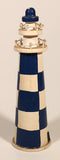 Blue and White Checkered Lighthouse 5 3/4" Wooden Ornament