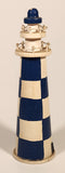 Blue and White Checkered Lighthouse 5 3/4" Wooden Ornament