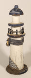White and Blue Lighthouse with Fish and Fishing Nets Hanging 8 1/2" Wood Ornament
