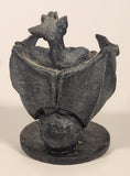 Winged Gargoyle Perched on Skull 5 3/4" Resin Candle Holder