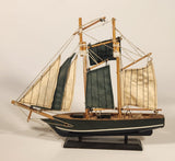 Sail Boat Dark Green and White 9" Wooden Boat Model