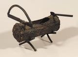 Antique Saw and Axe Hollowed Tree Log Welded Steel Metal Ashtray