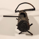 Antique Saw and Axe Hollowed Tree Log Welded Steel Metal Ashtray
