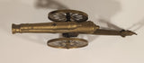 Vintage Civil War Style Double Cannon with Soldier 11 1/4" Brass Metal Sculpture