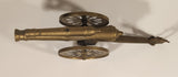 Vintage Civil War Style Double Cannon with Soldier 11 1/4" Brass Metal Sculpture