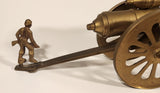 Vintage Civil War Style Double Cannon with Soldier 11 1/4" Brass Metal Sculpture