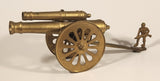 Vintage Civil War Style Double Cannon with Soldier 11 1/4" Brass Metal Sculpture
