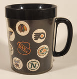 Vintage 1970 Thermo Serv NHL Hockey Team Logos 4" Black Plastic Coffee Mug Cup