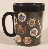 Vintage 1970 Thermo Serv NHL Hockey Team Logos 4" Black Plastic Coffee Mug Cup