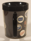 Vintage 1970 Thermo Serv NHL Hockey Team Logos 4" Black Plastic Coffee Mug Cup