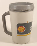 Vintage Aladdin Shell Gas Service Stations Grey 6 5/8" Black Plastic Travel Mug Cup with Lid