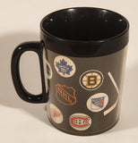 Vintage 1970 Thermo Serv NHL Hockey Team Logos 4" Black Plastic Coffee Mug Cup