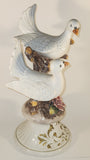 Vintage Capodimonte Large 18" Tall Porcelain Pottery Bird Sculpture Made in Italy - Chipped Flowers