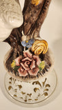 Vintage Capodimonte Large 18" Tall Porcelain Pottery Bird Sculpture Made in Italy - Chipped Flowers