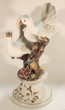 Vintage Capodimonte Large 18" Tall Porcelain Pottery Bird Sculpture Made in Italy - Chipped Flowers
