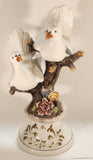 Vintage Capodimonte Large 18" Tall Porcelain Pottery Bird Sculpture Made in Italy - Chipped Flowers