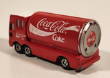 1995 Tomy No. 37 Coca Cola Coke Can Shaped Delivery Truck Red and White Die Cast Toy Car Vehicle with Opening Side Doors