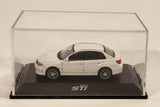 Suburu WRX STI Pearl White Die Cast Toy Car Vehicle In Display Case