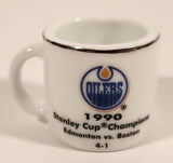NHL Stanley Cup Crazy Mini Mug Edmonton Oilers 1990 Champs With Opponent & Score In Plastic Capsule