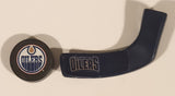 NHL Edmonton Oilers Miniature Table Hockey Puck and Hockey Stick Blade Pencil Topper In Plastic Capsule