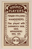 1991 Hockey Immortals C55 A Lancaster Reprint 1911-12 Imperial Tobacco Hockey Players No. 30 Harry Hyland Wanderers Mini Sports Trading Card