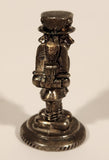 Christmas Nutcracker Soldier Wine Bottle Silver Look Metal Figurine (Missing the Cork Stopper)