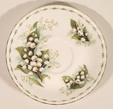 Vintage 1970s Royal Albert Flower of the Month Series May Lily Of The Valley White Flowers Bone China Tea Cup & Saucer Set