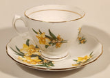 Vintage Royal Vale Bone China Daffodil Yellow Flowers Tea Cup & Saucer Set