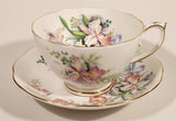 Vintage Roslyn Fine Bone China England Sweet Romance Pink Flowers Tea Cup & Saucer Set