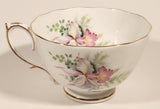 Vintage Roslyn Fine Bone China England Sweet Romance Pink Flowers Tea Cup & Saucer Set