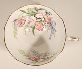 Vintage Roslyn Fine Bone China England Sweet Romance Pink Flowers Tea Cup & Saucer Set
