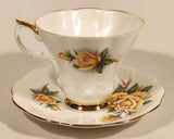 Vintage Royal Albert Bone China Sweetheart Roses Series of Six "Rosemary" Yellow Flowers Tea Cup & Saucer Set