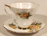 Vintage Royal Albert Bone China Sweetheart Roses Series of Six "Rosemary" Yellow Flowers Tea Cup & Saucer Set