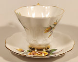 Vintage Royal Albert Bone China Sweetheart Roses Series of Six "Rosemary" Yellow Flowers Tea Cup & Saucer Set