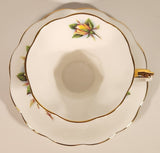 Vintage Royal Albert Bone China Sweetheart Roses Series of Six "Rosemary" Yellow Flowers Tea Cup & Saucer Set