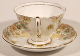 Vintage Royal Albert Crown China Light Green Flowers Tea Cup & Saucer Set