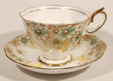 Vintage Royal Albert Crown China Light Green Flowers Tea Cup & Saucer Set