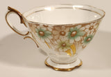 Vintage Royal Albert Crown China Light Green Flowers Tea Cup & Saucer Set