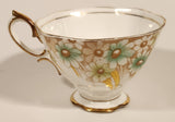 Vintage Royal Albert Crown China Light Green Flowers Tea Cup & Saucer Set